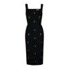 2kstyle Women's Ami Crystal Hand Embellished Midi Dress - Black In Black