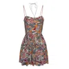 2kstyle Women's Biarritz Abstract Print Spaghetti Straps Viscose Mini Dress -multicolor In Yellow