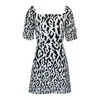 2kstyle Women's Black / White Ciana A-line Animal Print Jacquard Mini Dress - Black-white In Multi