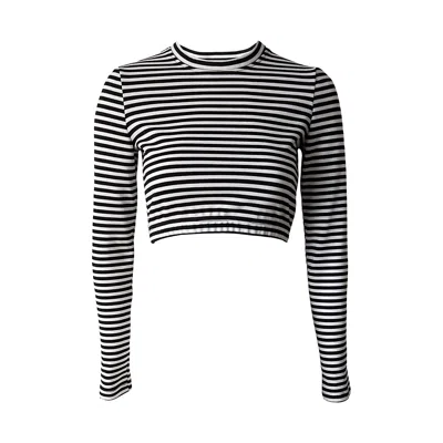 2kstyle Women's Black / White Simone Striped Cropped Top - Black And White
