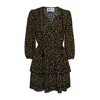 2kstyle Women's Black / Yellow Alta Lace-trimmed Floral Print Mini Dress - Black - Yellow In Multi