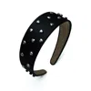 2kstyle Women's Inima Metal Heart Hand-embellished Satin Headband - Black In Black