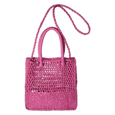 2kstyle Women's Monica Small Woven Raffia Tote Bag - Pink