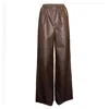 2kstyle Women's Murphy Faux Leather Elasticated Wide Leg Pants - Brown In Brown