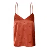 2kstyle Women's Orange / Red Jenya Hand Embellished Spaghetti Strap Satin Camisole - Terracotta In Red