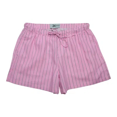 2kstyle Women's Portofino Striped Linen Shorts - Pink