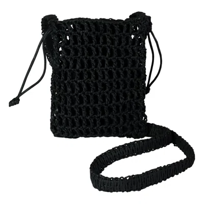 2kstyle Women's Ramona Crochet Raffia Mini Cross-body Bag - Black