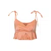 2kstyle Women's Rose Gold Bali Cropped Spaghetti Strap Ruffled Polka-dot Top - Peach In Pink