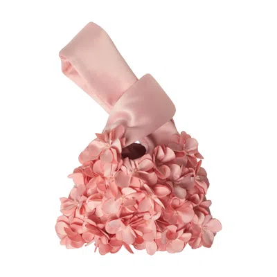 2kstyle Women's Rose Gold Flora Three Dimensional Florals Hand Embellished Satin Wristlet Mini Pouch Pearl P