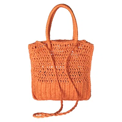 2kstyle Women's Tamuna Small Woven Raffia Tote Bag - Orange