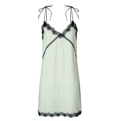 2kstyle Women's Toma Polka-dot Lace-trim Slip Mini Dress - White And Black