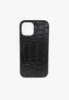 2me Style Iphone 12 Pro Croc-embossed Leather Cover In Black