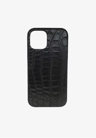 2me Style Iphone 12 Pro Croc-embossed Leather Cover In Black