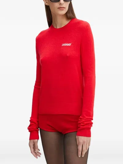 2nd Day Logo-embroidered Sweater In Red