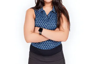 2putt Floral Sleeveless Polo In Blue