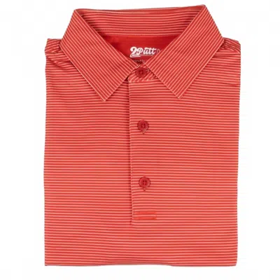 2putt Men's Short Sleeve Stripe Polo In Red In Pink