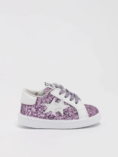 2star Kids' Sneakers Low Sneaker In Glitter Fuxia-bianco