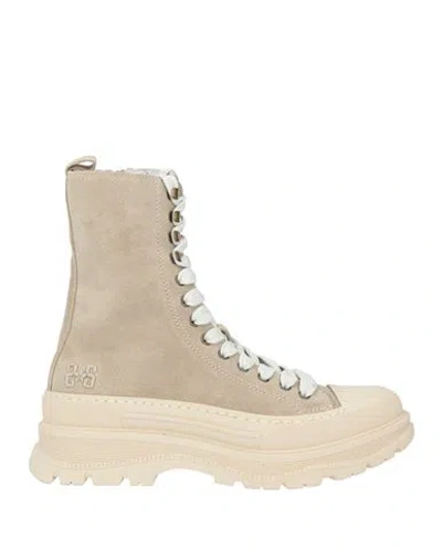 2star Woman Ankle Boots Beige Size 9 Leather