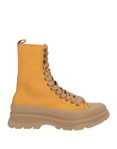 2star Woman Ankle Boots Marigold Size 11 Leather In Yellow