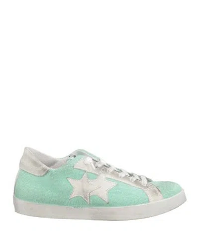 2star Woman Sneakers Light Green Size 9 Leather, Textile Fibers