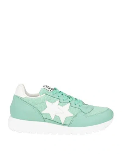 2star Woman Sneakers Light Green Size 9 Leather, Textile Fibers