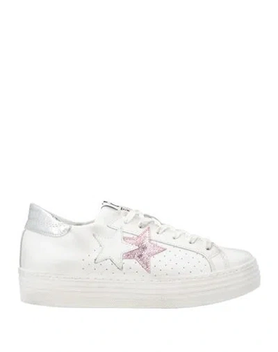 2star Woman Sneakers White Size 5 Leather, Rubber