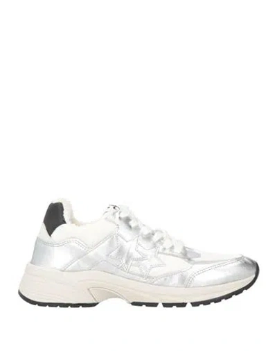 2star Woman Sneakers White Size 7 Leather, Textile Fibers