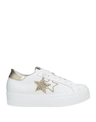 2star Woman Sneakers White Size 8 Leather, Textile Fibers