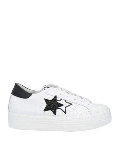 2star Woman Sneakers White Size 8 Leather, Textile Fibers In Multi