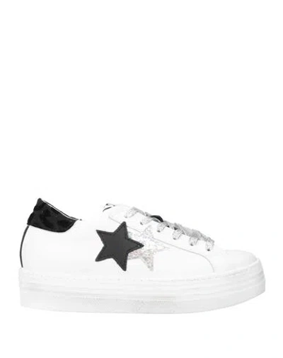 2star Woman Sneakers White Size 8 Leather, Textile Fibers