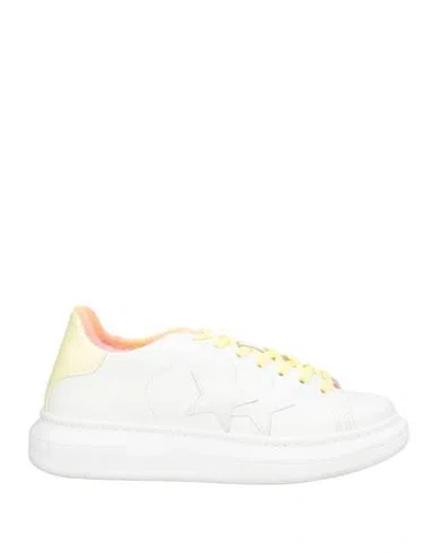 2star Woman Sneakers White Size 9 Leather, Synthetic Material