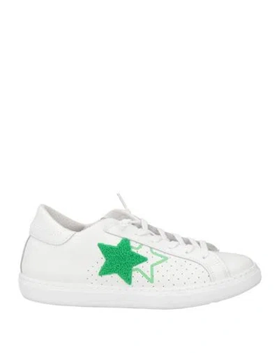 2star Woman Sneakers White Size 9 Leather, Textile Fibers