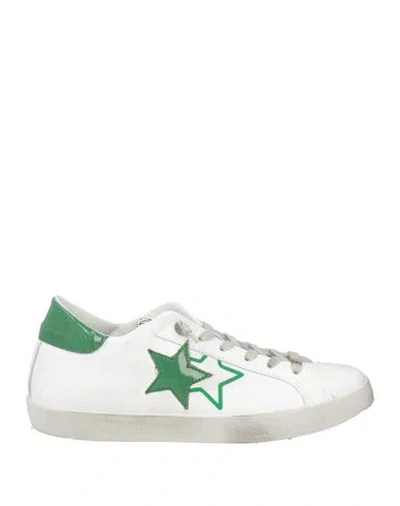 2star Woman Sneakers White Size 9 Leather, Textile Fibers