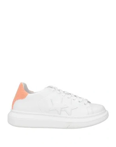 2star Woman Sneakers White Size 9 Leather, Textile Fibers