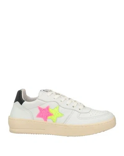 2star Woman Sneakers White Size 9 Leather, Textile Fibers In Multi