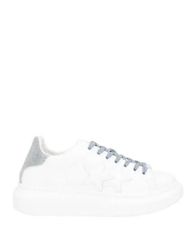 2star Woman Sneakers White Size 9 Leather, Textile Fibers