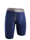 2undr Swing Shift 9" Long Leg Boxer Brief In Navy/grey In Multi