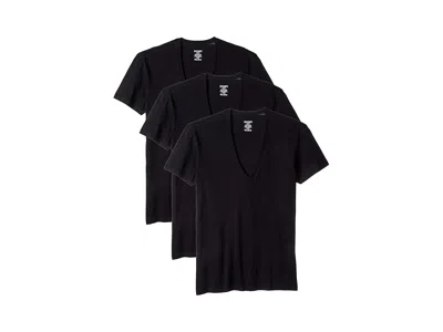2(x)ist Essential 3-pack Slim Fit Deep V-neck T-shirt In Black