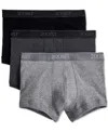 2(x)ist Men's Essential No-show Trunks 3-pack In Black,heather Grey,charcoal Heather