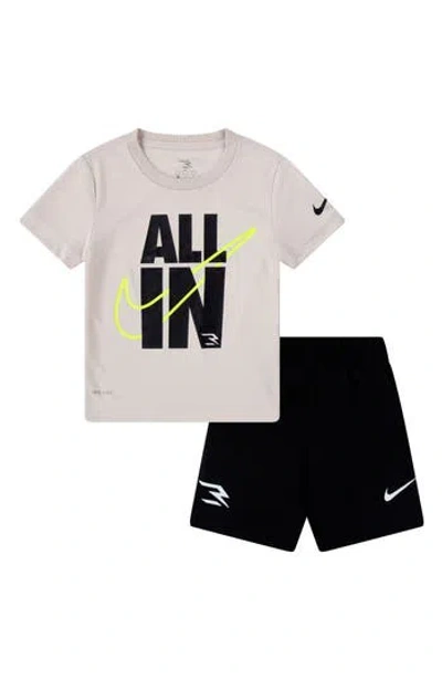 3 Brand Babies'  All In Graphic T-shirt & Shorts Set In Desert Sand