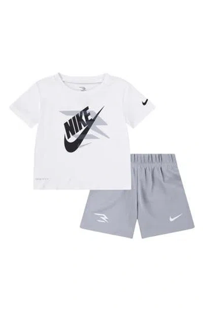 3 Brand Babies'  Dri-fit Mashup Swoosh T-shirt & Shorts Set In Gray