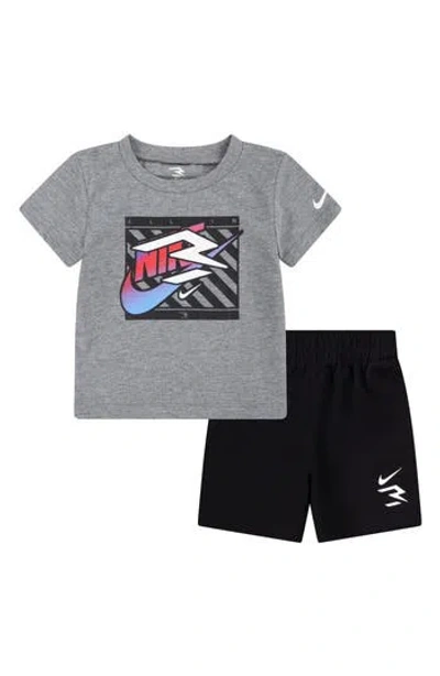 3 Brand Babies'  Gradient Logo Graphic T-shirt & Shorts Set