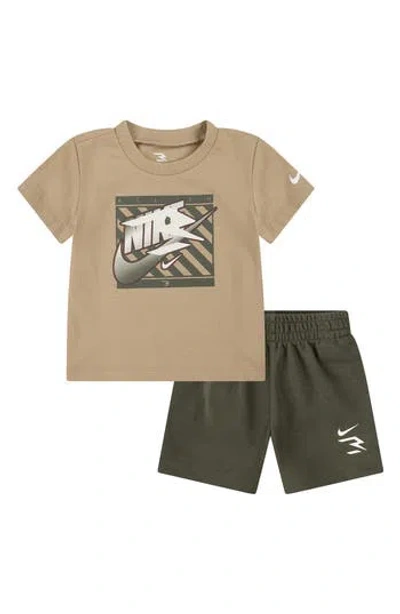 3 Brand Babies'  Gradient Logo Graphic T-shirt & Shorts Set In Brown