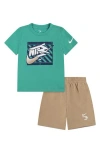 3 Brand Gradient Logo Graphic T-shirt & Shorts Set In Atomic Teal