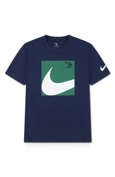 3 Brand Kids' Boxed Swoosh Tee In Blue
