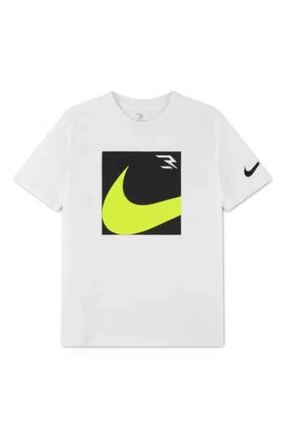 3 Brand Kids' Boxed Swoosh Tee In White