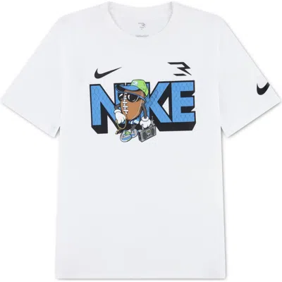3 Brand Kids' Capman Baller Logo Graphic T-shirt In White