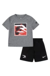 3 Brand Kids' Dri-fit Colorblock Logo T-shirt & Shorts Set In Carbon Heather