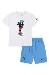 3 Brand Kids' Dri-fit Graffiti Lock Up Graphic T-shirt & Shorts Set In White