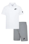 3 Brand Kids' Dri-fit Polo & Shorts Set In Steel Gray